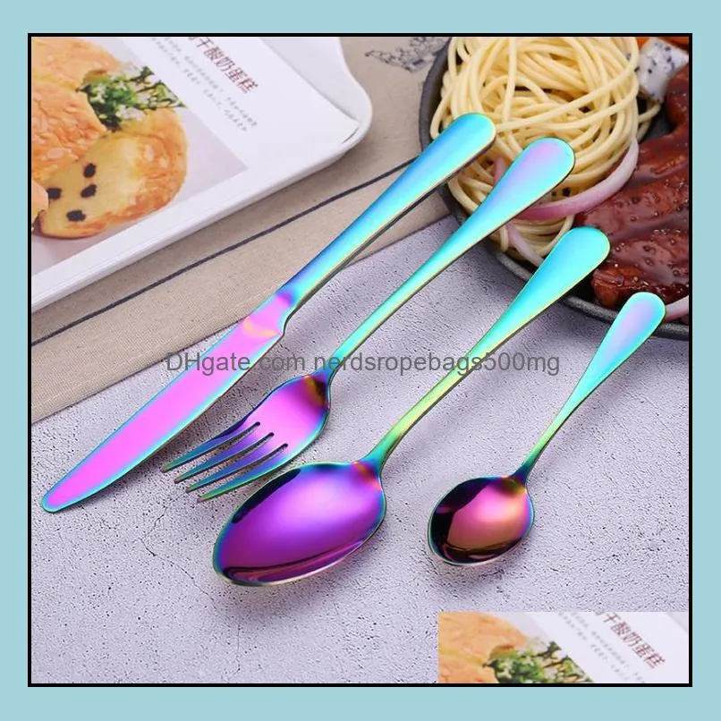 NEWStainless steel Gold Flatware Sets Spoon Fork Knife Tea Spoons Dinnerware Set Kitchen Bar Utensil 4 Style RRD12865