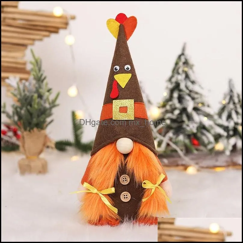 thanksgiving party decorations turkey shaped hat gnome faceless doll plush dolls cartoon toy for kids party supplies festival mxhome