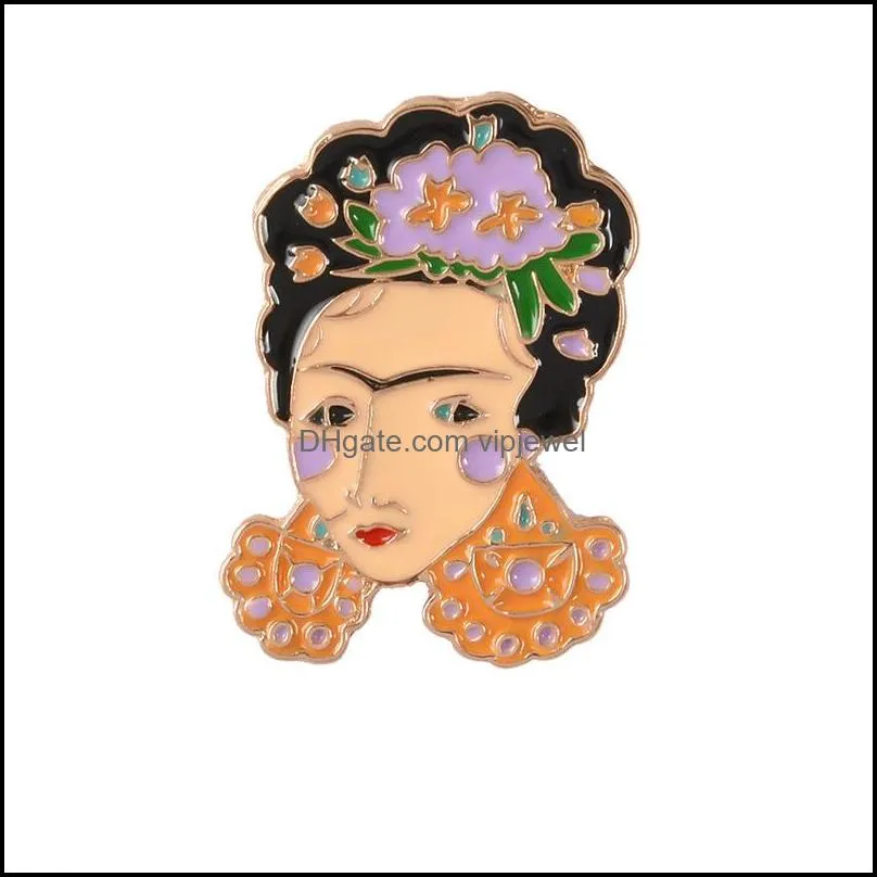 Painter Mexican artist Enamel Pins For Women Metal Decoration Brooch Bag Button Lapel Pin Men Broach Jewelry Gift