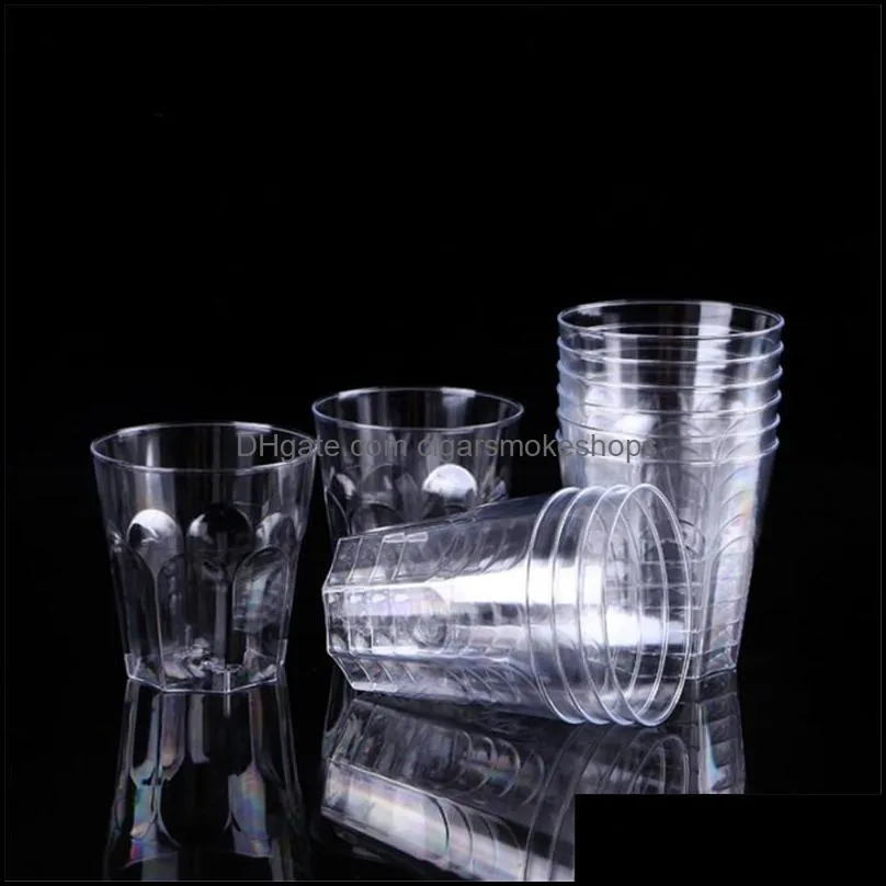 Hip Flasks Octagonal Disposable Plastic Cup 180ml Hard PS Kitchen Supplies Party 180PCS