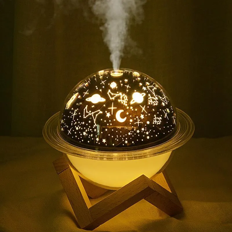 Nocne światła romantyczna sypialnia LED światło 2 w 1 USB Lampa nawilżającego powietrza dyfuzor planeta w kształcie nawilżającej maszyny Dekoracja
