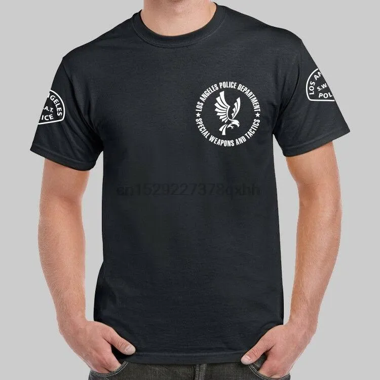 Men's T-Shirts Los Angeles LAPD SWAT TV S.W.A.T. Black T-shirt USA SizeMen's Men'sMen's