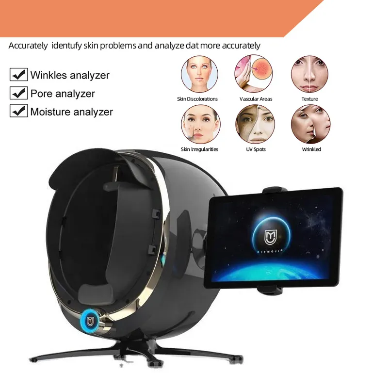 UV+RGB+PL Light Magic Mirror Digital Analiza twarzy Skaner 3D Analizator skóry twarzy wilgoć Pióro do pomiaru miękkości oleju wilgoć 403