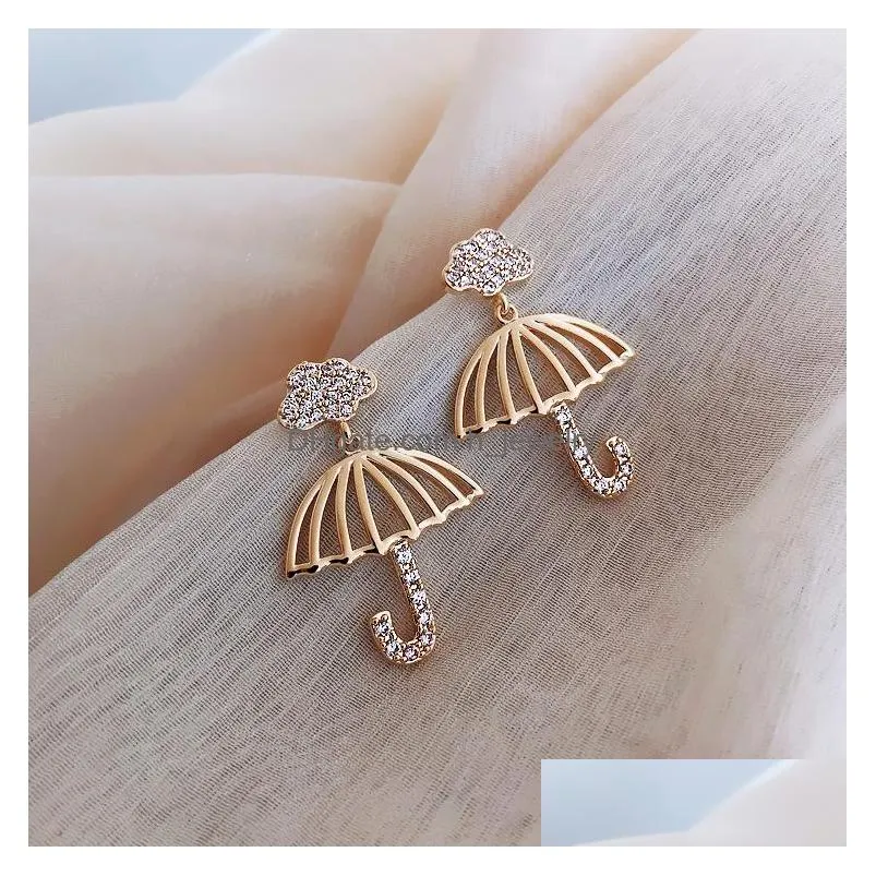 fashion jewelry s925 silver needle love umbrella earrings niche design dangle stud earrings