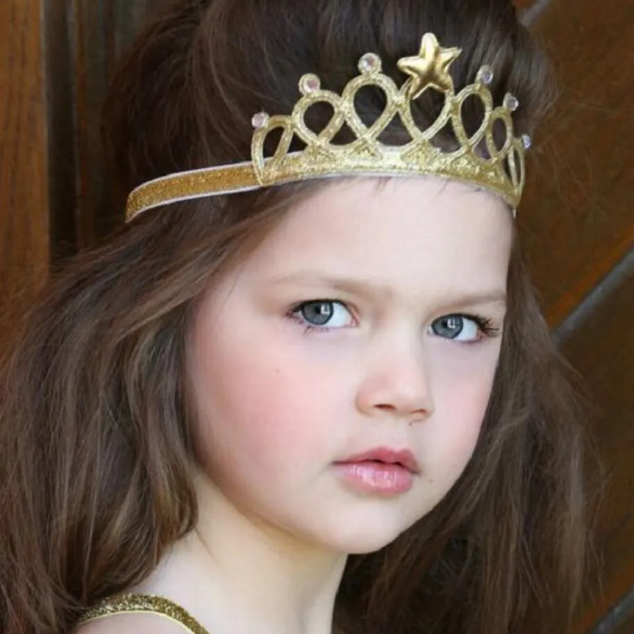 Baby Mädchen Stirnbänder Glitzer Kronen Kinder Grace Krone Haarschmuck Tiaras Stirnband mit Stern Strass 7 Farben