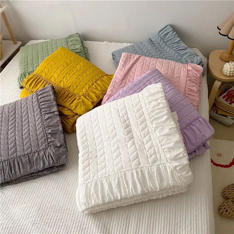 Summer Bedspread on the bed Washed Solid Color Quilt Air-conditioning Comforter Soft Breathable Blanket Thin Cover Home Textiles CX220331