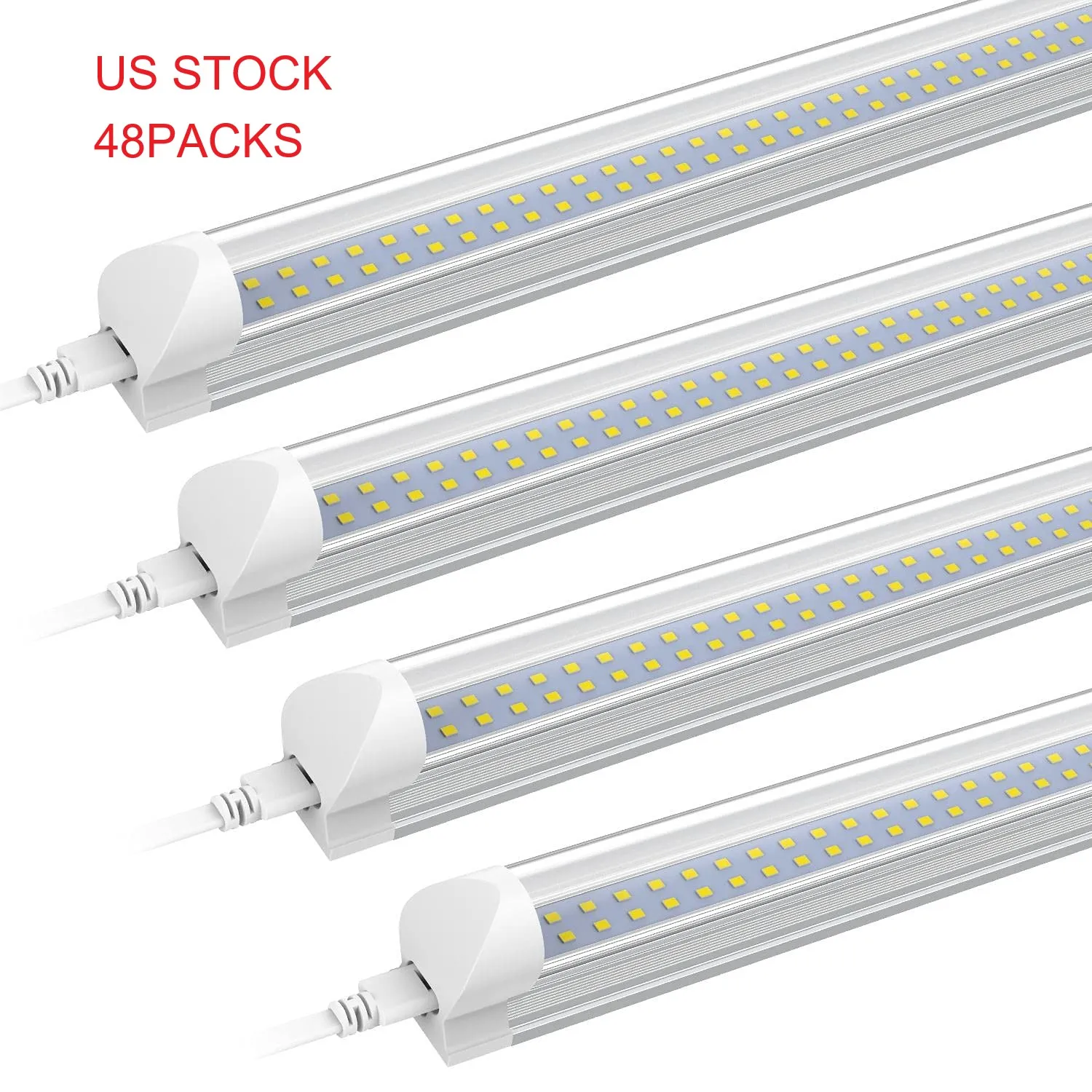 미국 재고 4ft LED 튜브 T8 통합 6000K 콜드 흰색 36W 투명한 커버 경질 행 조명 높은 출력 링크 가능한 LED 조명 천장 차고