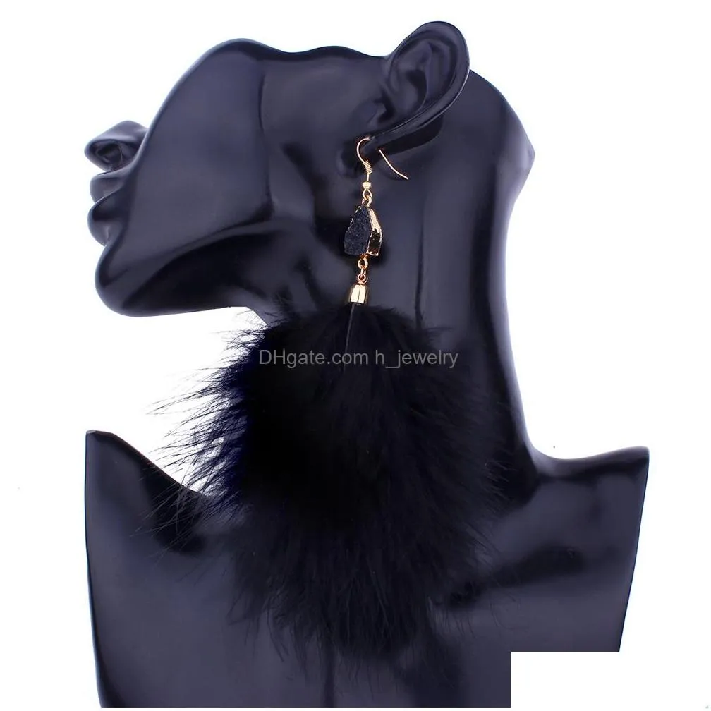 fashion jewelry feather earrings women elegant feather tassel dangle earrings