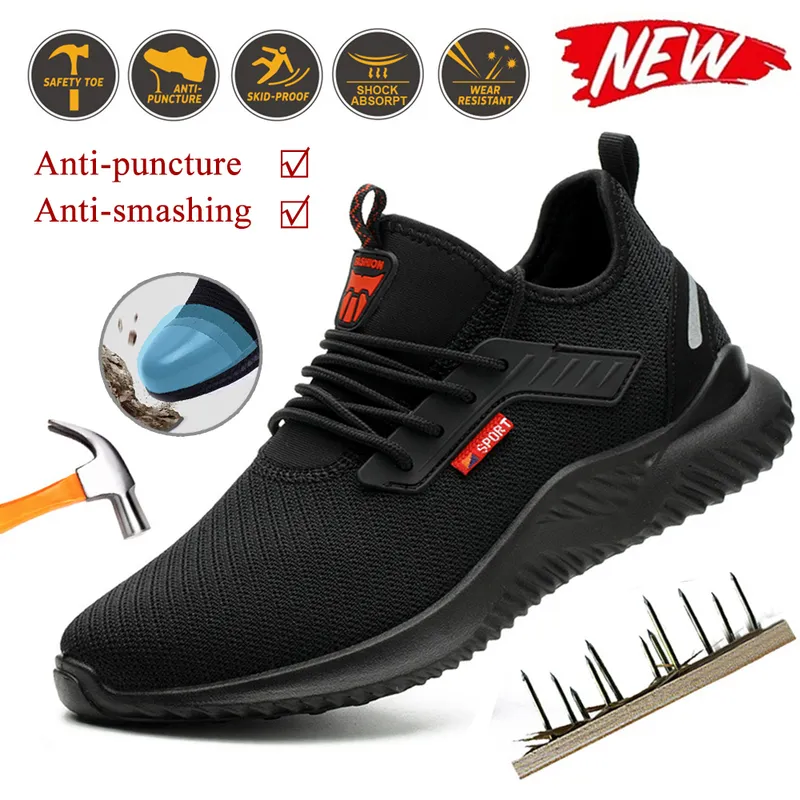 Fashion Anti-smashing Anti-puncture Safety Work Shoes Breathable Lightweight Safety Boots for Men Plus Size Safety Sneakers 220411