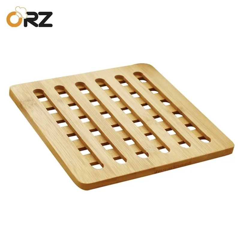 ORZ 3 PCS Bambou Pot Titulaire Résistant À La Chaleur Tapis Cuisine Accessoires Table À Manger Napperon Rond Pan Pad Dessous De Plat Tapis T200415