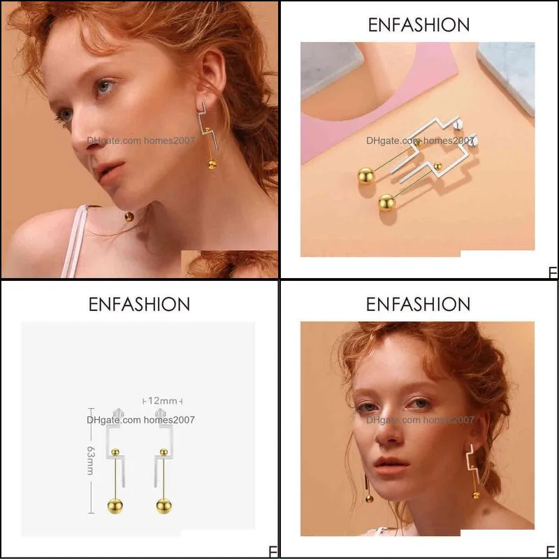 Chandellier Earring Enfashion Geometric Balance Drop Earrings for Women Contrast Color Stainless Steel Long Hanging Earings Jewelry Oorbellen Eb1025