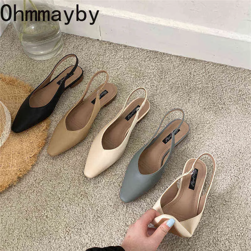 Sandaler Nya 2022 Flats Ladies Fashion Soft Leather Singbacks Shoes Shallow Slip On Sandalias Loafer 2022 Zapatos de Mujer 220704