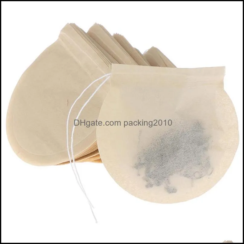 6cm 7.5cm 8cm 100 Pcs/Lot Tea Filter Bags Coffee Tool with Drawstring Natural Unbleached Paper Round Infuser for Loose Sachets