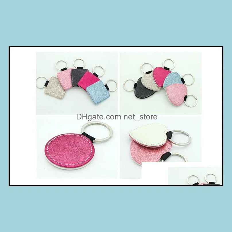 10pcs sublimation Blank Colorful PU Keychain Accessories Tassel Key Ring Bag Parts