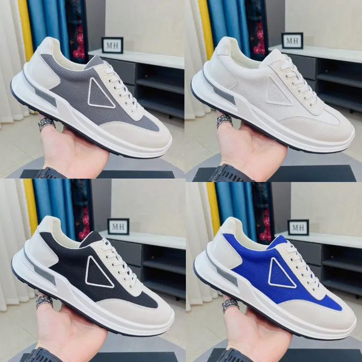 Designer Shoes Triangle Mens Sneaker Calfskin Breathable Men Trainers Chaussures Comfortable Platform Sneakers with box