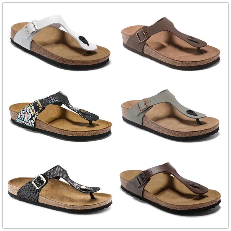 Birk Latest Gizeh Cork slippers FlipFlops caliente verano Hombres Beach sandals Mujeres sandalias planas Zapatillas de corcho unisex zapatos casuales 34-47