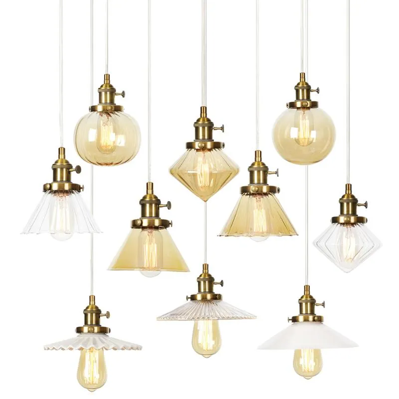 Pendant Lamps Nordic Style Individual Simple Classroom Bedroom Dining Room Wing Stair Clothing Store Decorated Golden Base Glass LampPendant