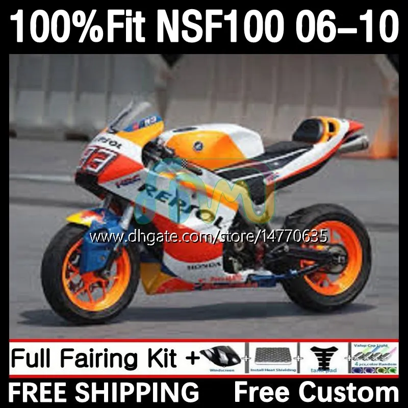 ホンダNSF-100 NSF 100ボディワーク10DH.72 NSF100 07 08 09 10 NS-F100 2006 2007 2008 2009 2010 Glass Fiber Race Fairing Hot Repsol