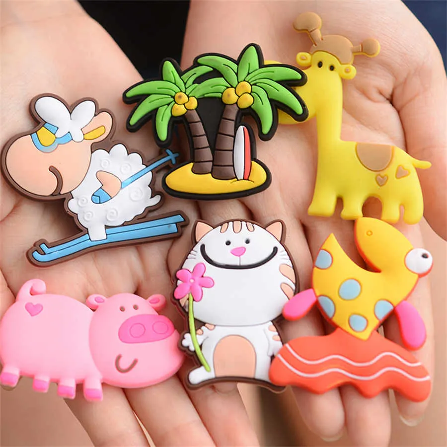 Cartoon Animal Magnet Lodówka Karton Magnesy Pvc Kolorowa naklejka plastikowa lodówka 3D urocza dekoracja wyposażenia domu