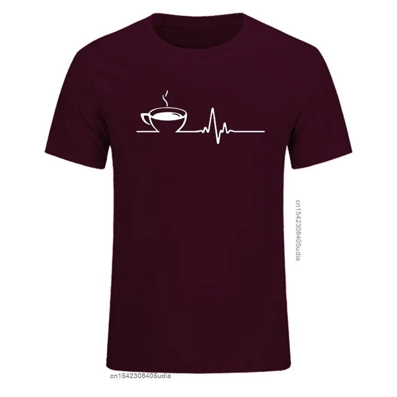 T Shirt da uomo di marca manica corta colletto tondo caffè battito cardiaco Camisas casual he camicia divertente camicie con stampa 220616