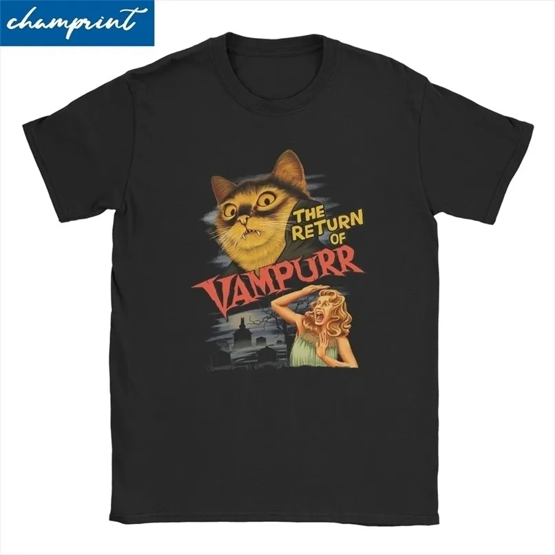 Män kvinnor tshirt katt återkomsten av vampurr bomullste skjorta kort ärm skräck halloween t shirt rund nackkläder plus storlek 220611