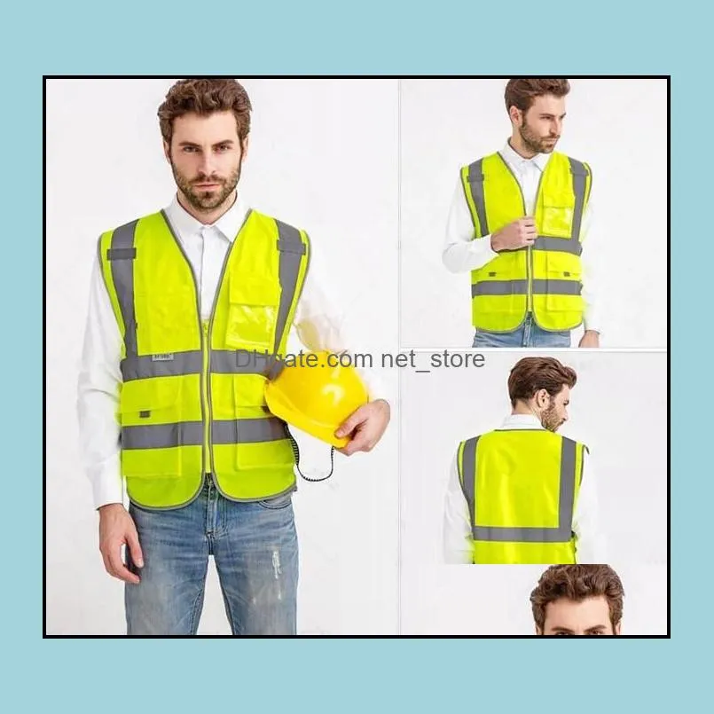 High Visibility Working Safety Construction Warning Reflective traffic work Vest Green Reflect Safe Clothing Men`s Vests DHL