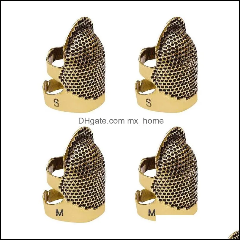 Coppers costura de latão thimble protetor de dedo metal escudo pino de bordado acolchoado acolchoado acessórios artesanais OOD5665 Entrega de gota 2021 ferramentas