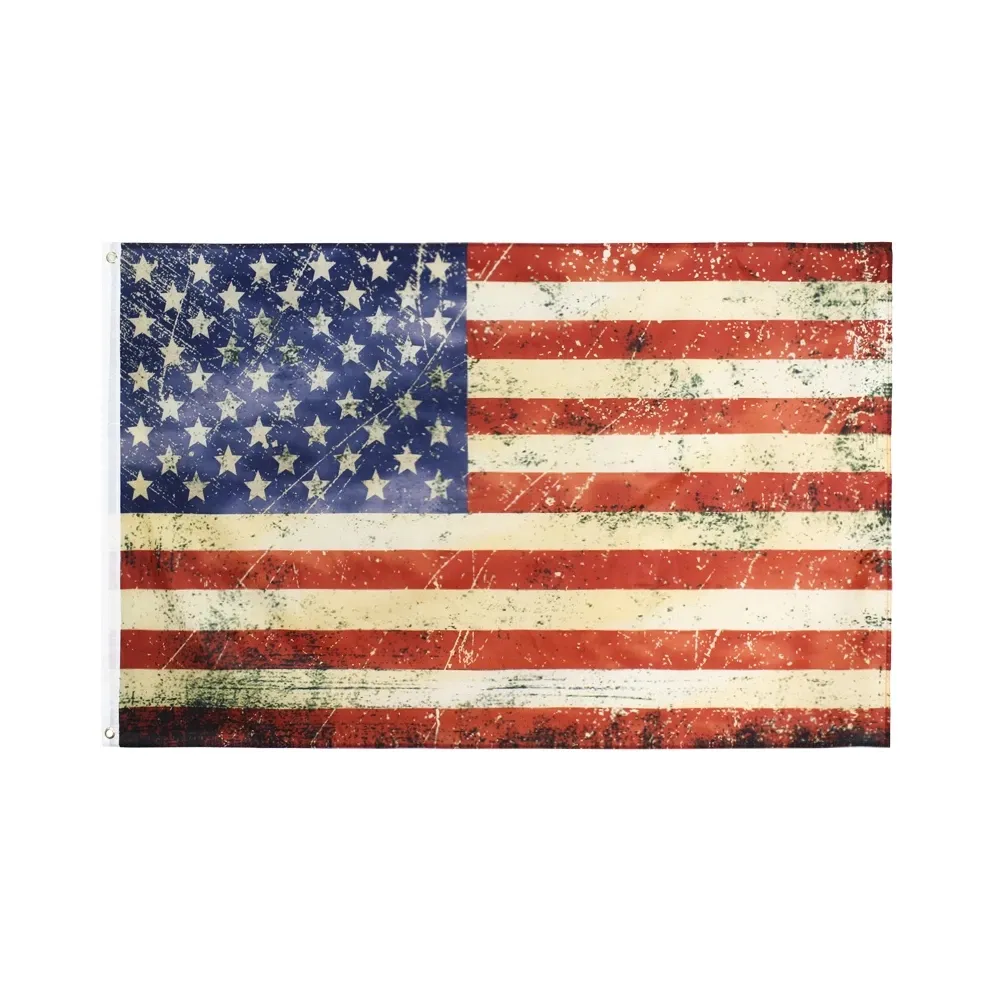 90X150cm USA Vintage Style Tea Stained Old Antiqued American US Flag For Decoration