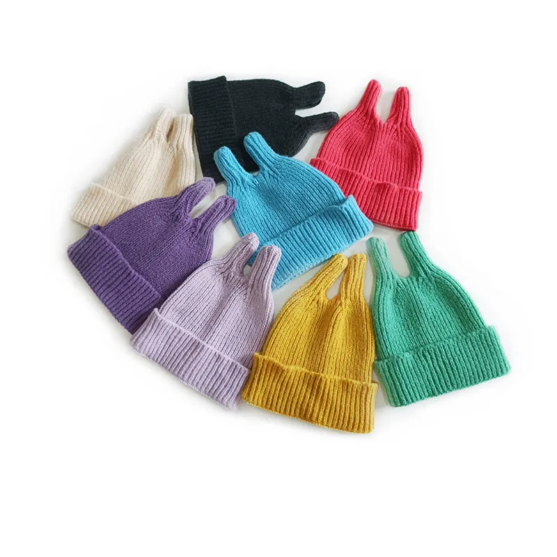 M455 Autunno Inverno Bambini Cappello lavorato a maglia Berretti con teschio color caramella Simpatici tastatori Bambini Berretti caldi Ragazzi Ragazze Cappelli casual