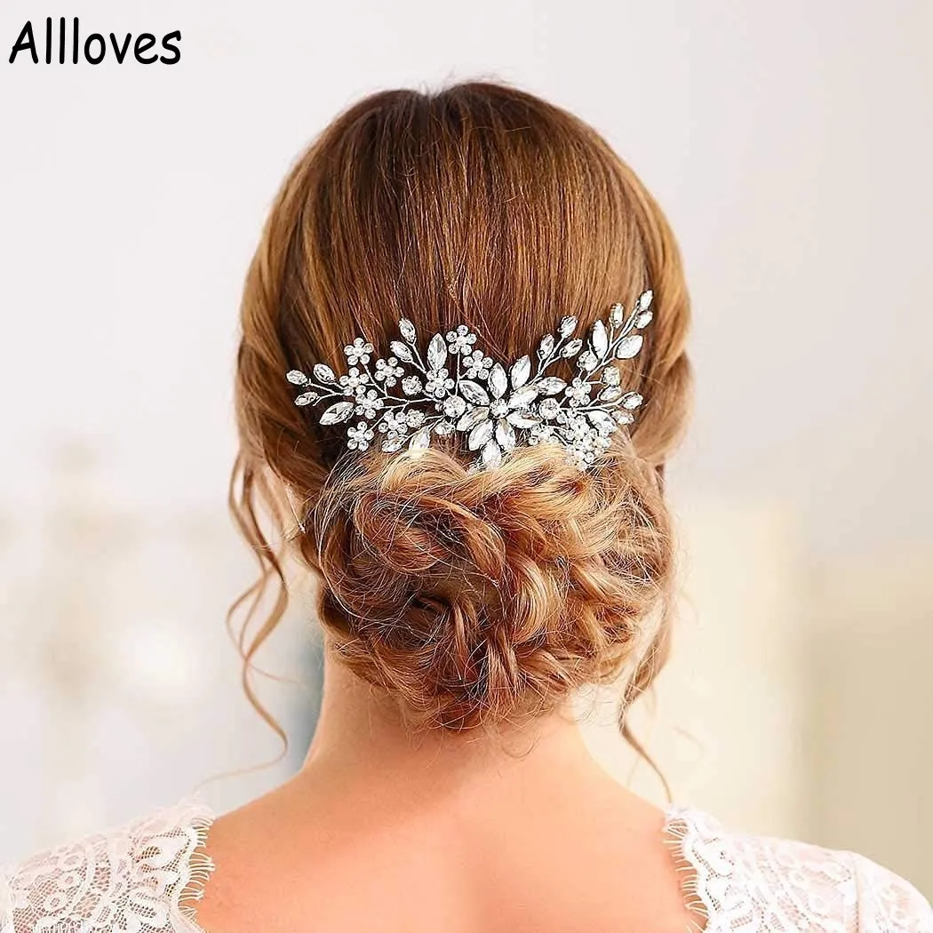 أغطية الرأس تتلألأ كومز برودال أدوات الرأس Sier Rhinestone Brides Hairdress Party Prom Hair Associory Wedding Jewelry Fashion Tiaras for Women CL0866