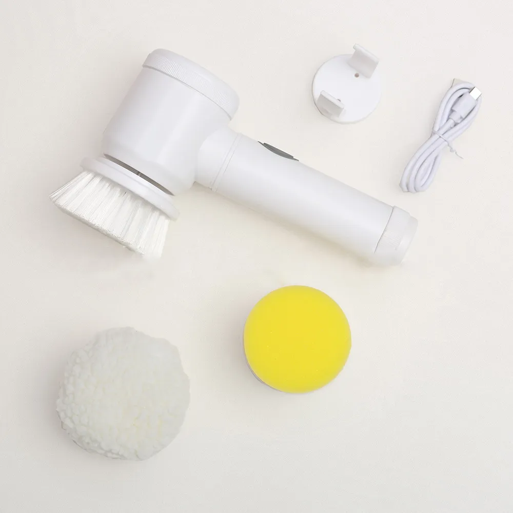 5-in-1 handheld badkuip borstel keuken badkamer wastafel reinigingsgereedschap 3 borstel hoofd efficiënte reiniging toilet tub elektrisch borstel