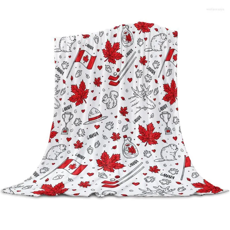 Blankets Canadian Flag Texture Throw Blanket For Sofa Soft And Comfortable Flannel Children Gift Travel CampingBlankets BlanketsBlankets