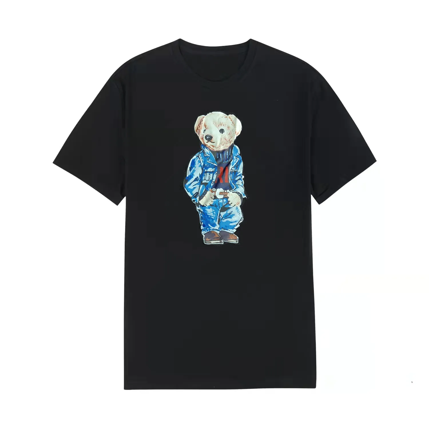 2023 Wholesale Bear Print Męskie i damskie t-shirt T-shirt krótko rękawowe okrągły szyja para sporty na biało dopasowaną markę Tide Combed bawełna s-xxl