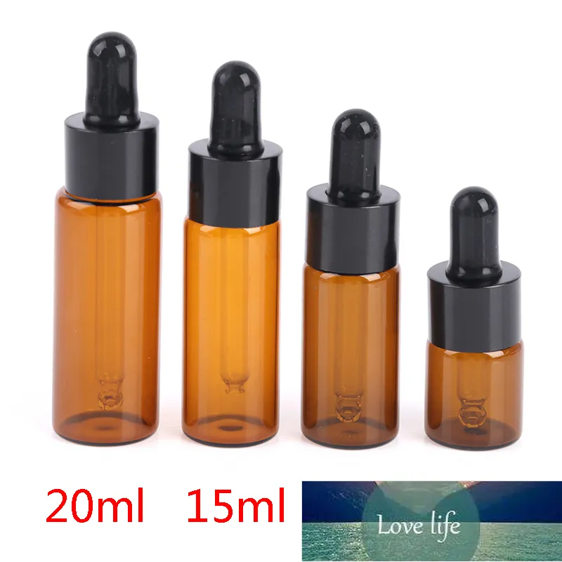 5PCS Amber Glass Dropperflaska 5 ml 10 ml 20 ml burkarflaskor med pipett för kosmetiska parfym eteriska oljemaskar