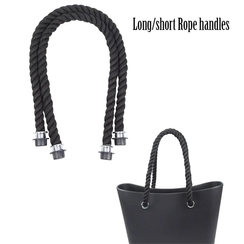 1 par långt kort svart naturligt hamprephandtag för O Bag Obag Women Classic Mini Eva Bag 220610