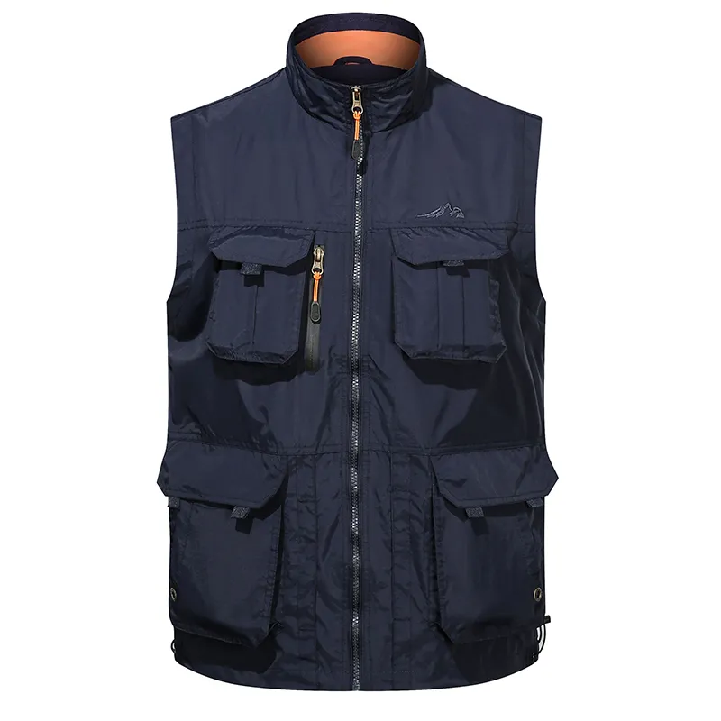 MAIDANGDI Men s Vest Coat P ographer Waistcoat Tool Many Pocket Mesh Work Sleeveless Fleece Warm Jacket Male Brand Quality 6XL 220715