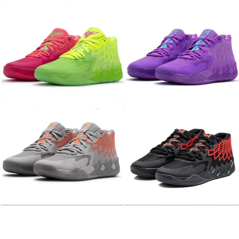 MB1 Rick and Morty Men Basketball Shoes Sport Grey Red Purple Glimmer pink green blackShoe Trainner Sneakers Size 7-12