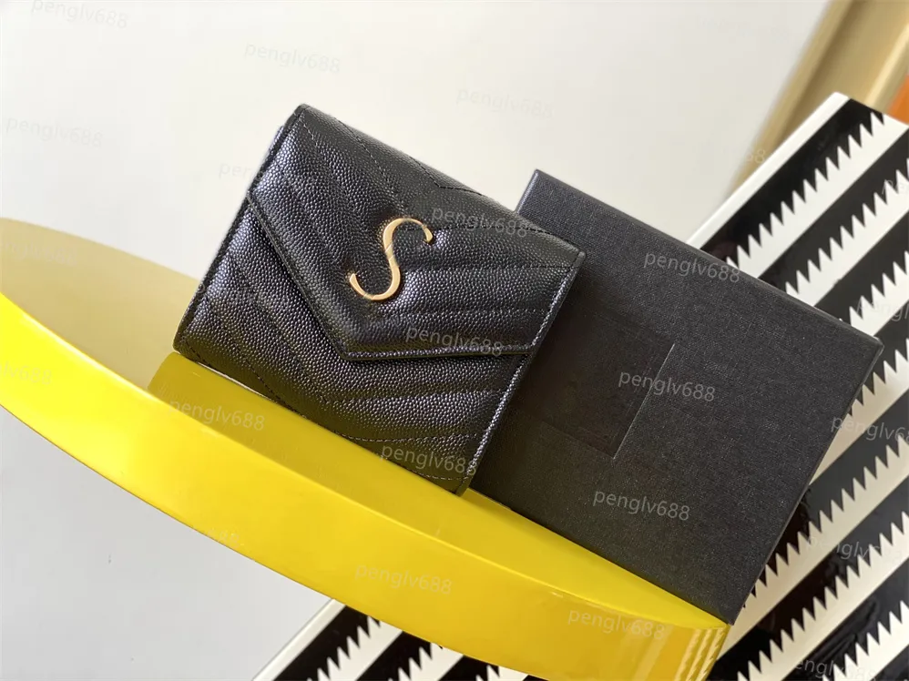5A Top Leather Wallet Designer Fashion Handbag Men's and Women's Credit Card Cover Black Sheepskin Mini Key Wallet Pocke314w