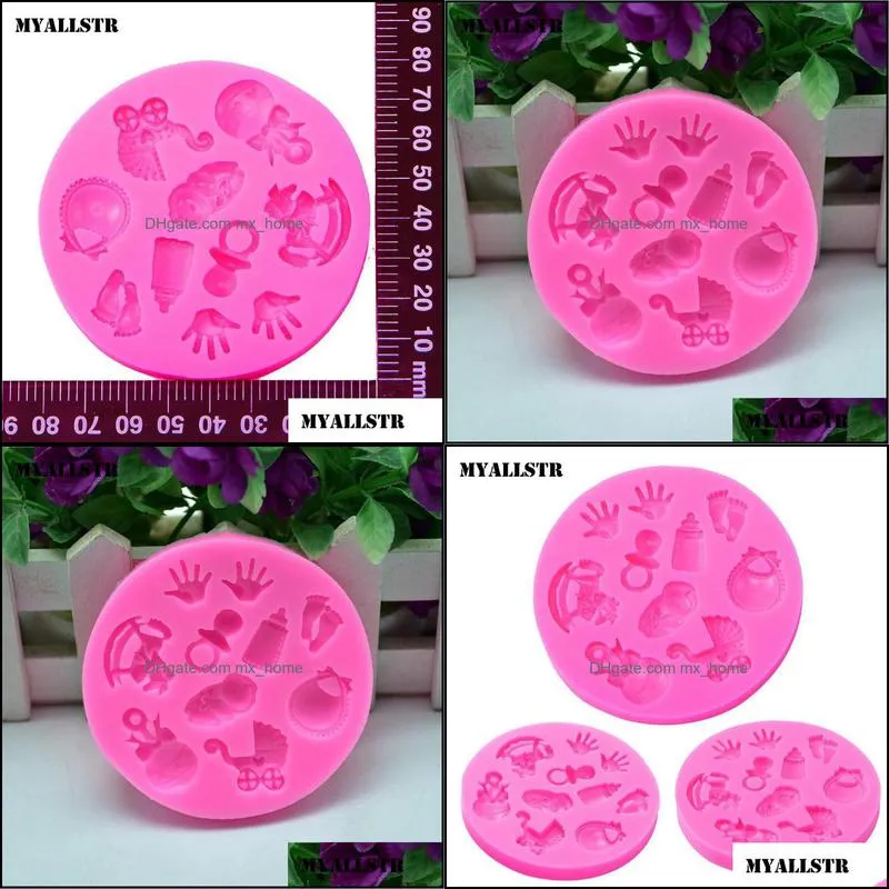 baking & pastry tools prints feet hand baby christening silicone mould chocolate cake mold