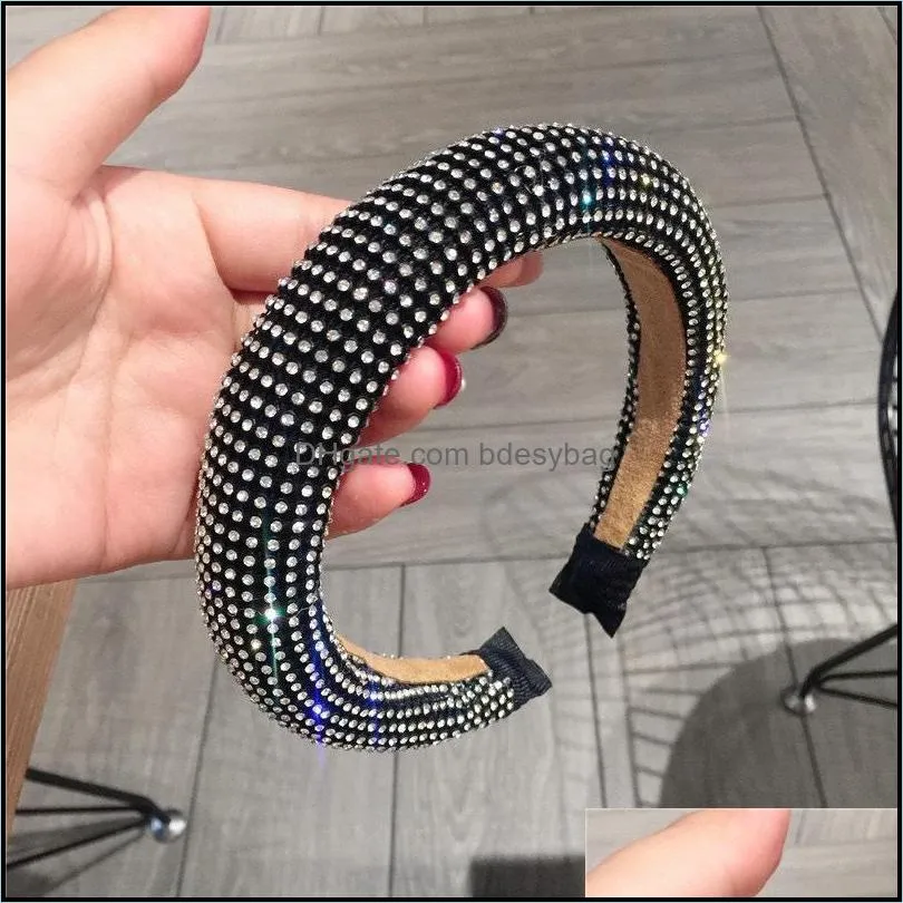 new design baroque hairband rhinestones headbands for women full diamond hair hoop hairbands wedding bridal hair jewelry