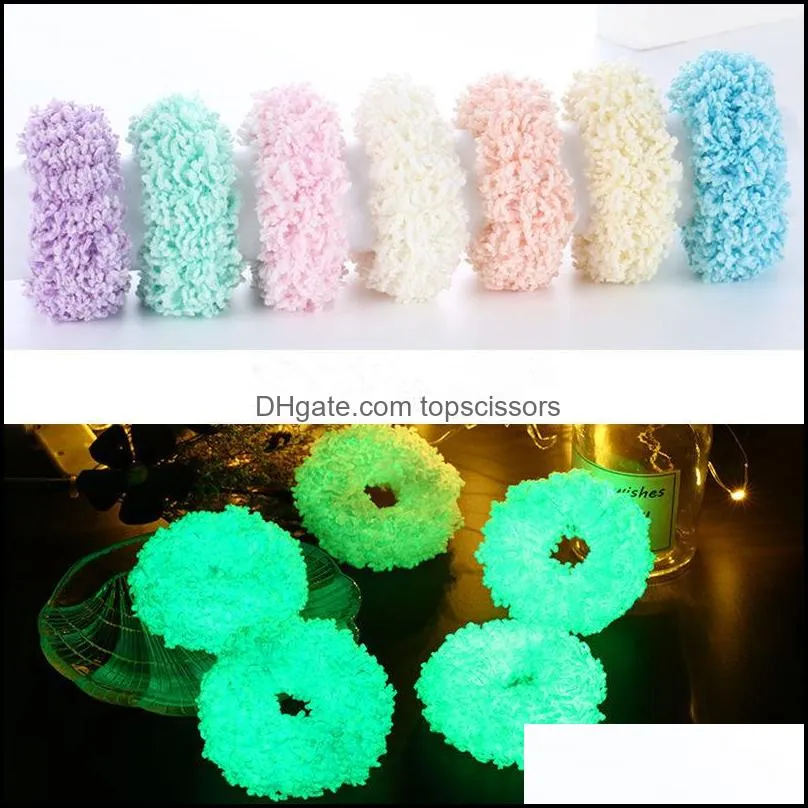Girls Fluorescent Luminous Scrunchies Hairband Ponytail Holder Headwear Glow in the Dark Elastic Hair Bands Solid Color Hair