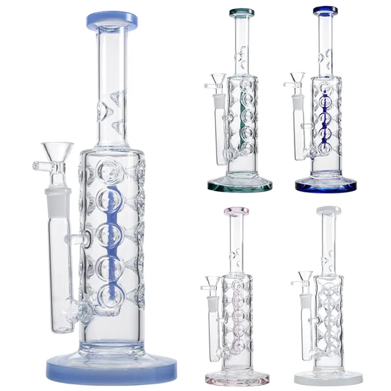 재고 있음 유리 봉 물 파이프 Hookahs Heady Bong 오일 버너 팹 에그 디스크 블루 핑크 튜브 Dab Rigs 왁스 샤워 헤드 인라인 Perc With Bowl 흡연 스트레이트 파이프 WP2161