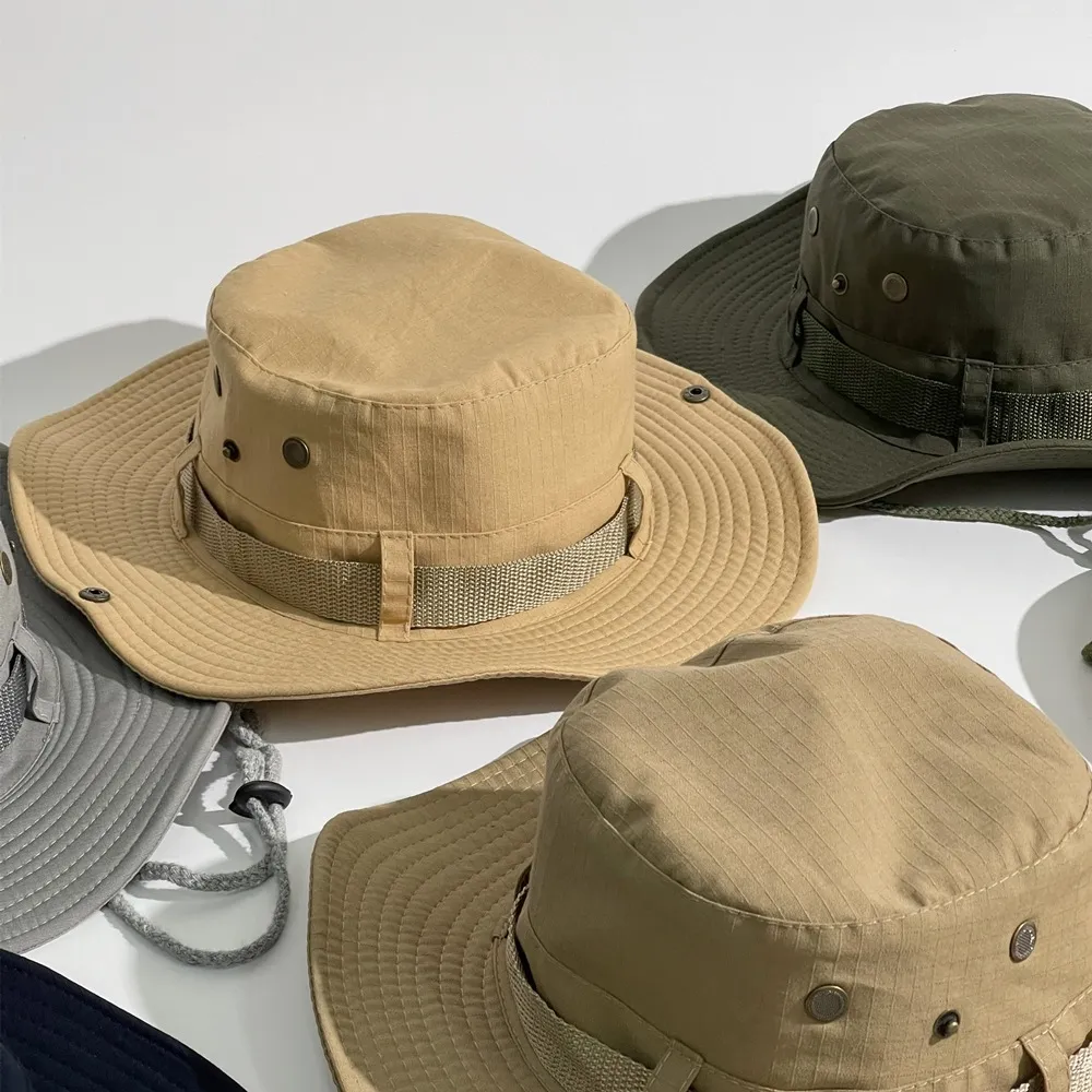 Summer Wide Brim Hats Outdoor Hat Large Visor Fishing Caps Mountaineering Jungle Men's and Women's Sun Caps