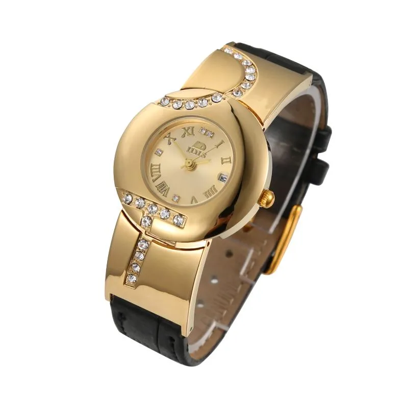 Montres-bracelets IDIS Style Cuir Haute Qualité Montre Mode Quartz Femmes Dames Étudiante Designer Montres-braceletsMontres-bracelets