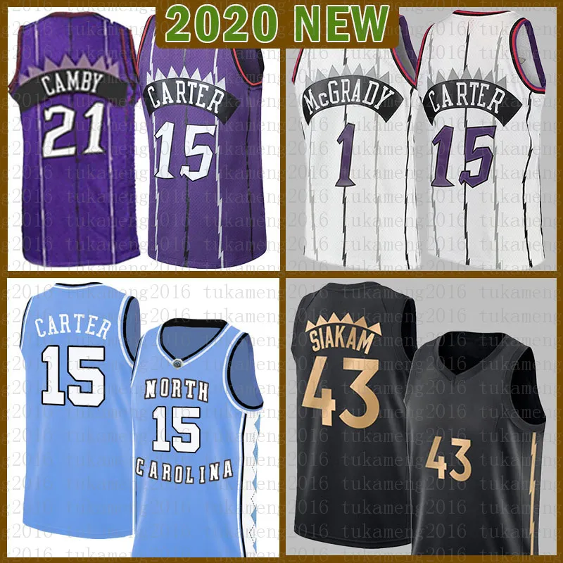 2021 Novo Vince 15 Carter Basketball Jersey Pascal 43 Siakam Mens Kyle 7 Lowry Mesh Retro Tracy 1 McGrady Youth Kids Marcus 21 Camby Blue