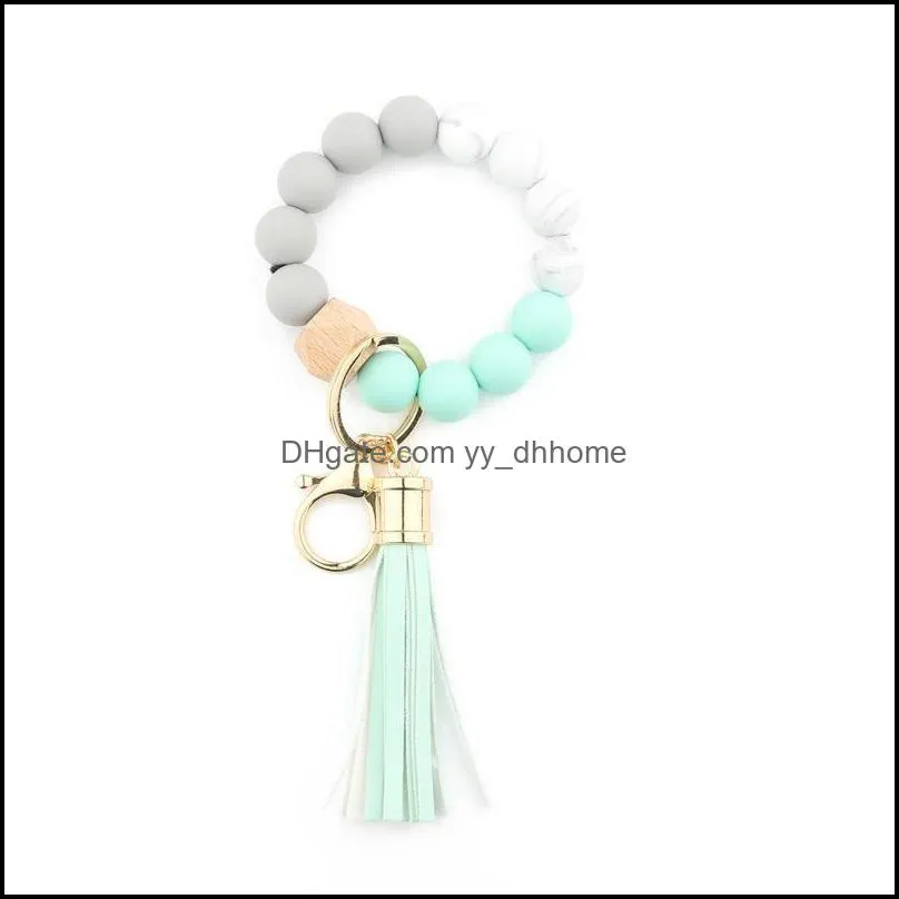 fedex fashion silicone bead bracelets beech party favor tassel key chain pendant leather bracelet women`s jewelry 14 style