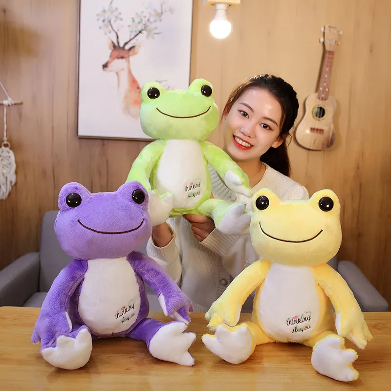 53cm mignon grenouille en peluche jouet coloré dessin animé sourire grenouille oreiller en peluche doux poupées enfants bébé joli anniversaire cadeau de noël LA336