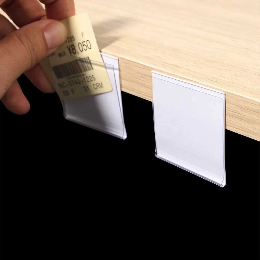 Plastic PVC Shelf Data Strips Clip Holder with Adhesive Tape on Back Multi-size for Merchandise Price Talker Sign Label Display