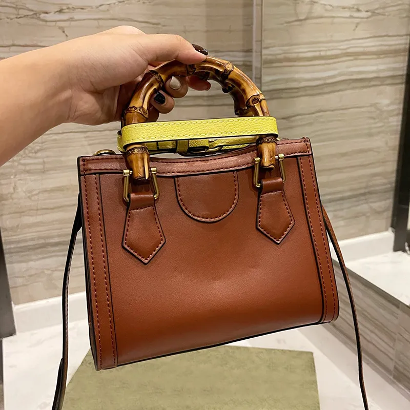 Designer Diana Bambus Griff Einkaufstasche 2021 Italien Marke Frauen Echtes Leder Mini Totes Handtaschen Frau Quadratische Umhängetasche Schulter Handtasche Lu