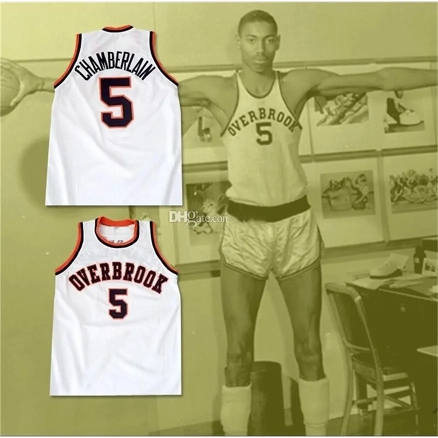 Nikivip #5 Wilt Chamberlain Overbrook Panthers High School Retro Classic Basketball Jersey Mens costume número personalizado e camisas de nome